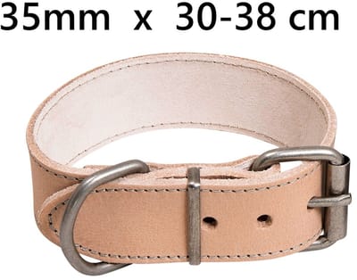 Animal Boulevard Ab30591 - Hals- En Leibanden - Hond - Ab Waxed Leather Halsband Naturel-35mmx30-38cm - Maat: 35mmx30-38cm