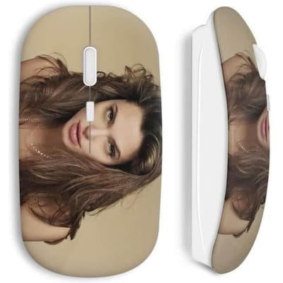 Souris sans fil - Angelina Jolie - Blanc - Clé USB WiFi - Compatible Mac et PC - Technologie sans fil