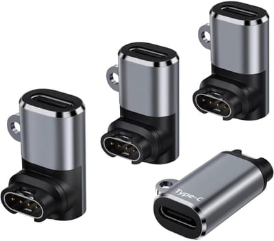 GELLDG 4 Stuks Smartwatch Accessoires - Horloge Adapter - USB-C naar Garmin Oplader - Geschikt voor Garmin Fenix 5 6 7 - Plastic Ladekabel Set