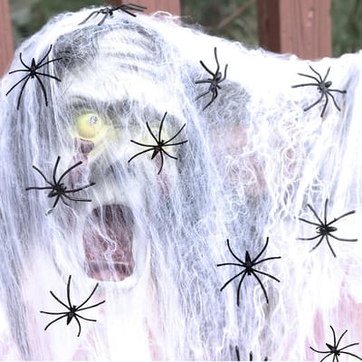 Spinnenweb Decoratie met Kunstmatige Spinnen - Halloween Griezeldecoratie - Feestaccessoires - 60 g Rekbare Spinnenwebben