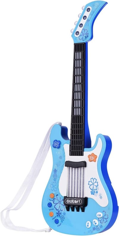 Interactieve Gitaar - Muziek Speelgoed - Kindermuziek Leren - Ritmische Lichteffecten - 57 x 21 cm - Blauw