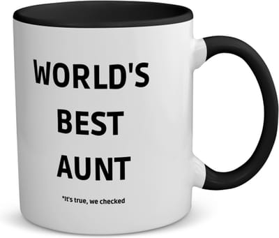 Akyol - world's best aunt it's true we checked koffiemok - theemok - zwart - Tante - werelds beste tante - verjaardag - cadeautje voor tante - tante artikelen - kado - geschenk - 350 ML inhoud