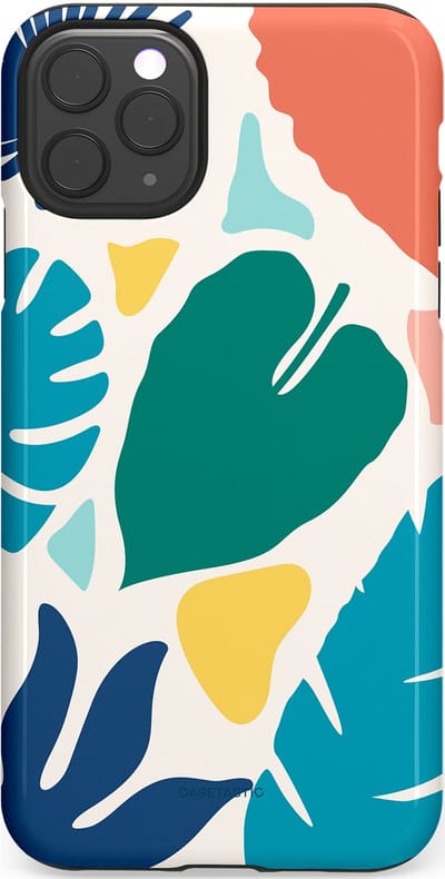 Casetastic Hoesje Geschikt voor Apple iPhone 11 Pro Max - Stijlvolle Beschermende Duo-layer Case - Moderne Kunstbladeren
