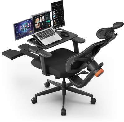Newtral Ergonomische Bureaustoel met Afneembaar Bureau -Adaptieve Lendensteun - 4D-verstelbare Armleuningen- 96°-136° Kantelfunctie - Hoofdsteun- Verstelling van de zitdiepte