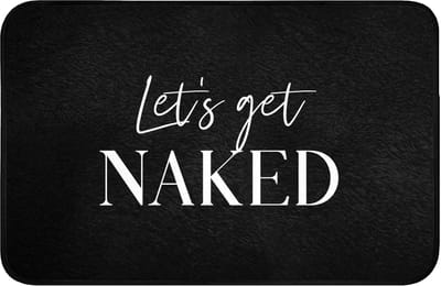 Badmat 60x40 cm - Antislip - Quotes - Let's get naked - Zwart - Spreuk - Badmatten voor badkamer - Badkamermat - Douchemat - Badkamer mat