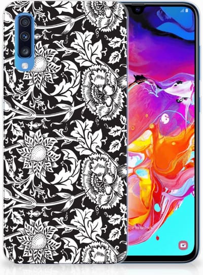 Samsung Galaxy A70 TPU Case Black Flowers