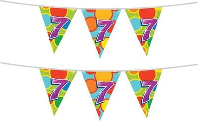 Haza Vlaggetjes 7 jaar - leeftijd verjaardag - 2x stuks - plastic 10m