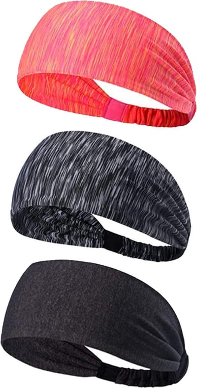 LIXIN Set 3 Stuks Sport Haarbanden - Kleur 4 - Hoofdband Dames en Heren - Unisex Haarband - Volwassenen - Elastisch antislip - Lichtgewicht - Atletisch - Gym - Dans - Yoga - Hardlopen - Haaraccessoires