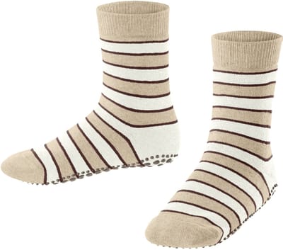 FALKE Simple Stripes met anti-slip noppen katoen huissokken kinderen beige - maat 23-26