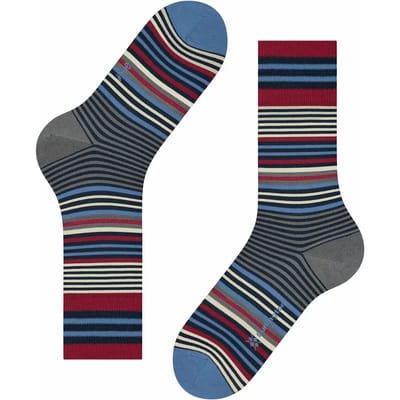 Burlington Stripe gedessineerd wol sokken heren blauw - maat 40-46
