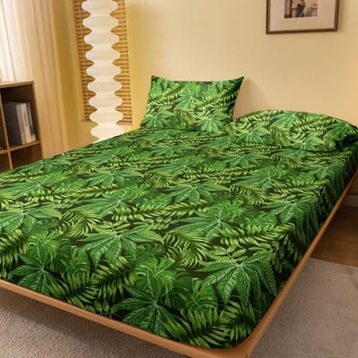1 Eenvoudig Modern Plant Bloem Bedrukt Mat Hoeslaken, Slaapkamer Bedrukt Bedovertrek, Beddengoed (Exclusief kussenslopen) 71x132cm green