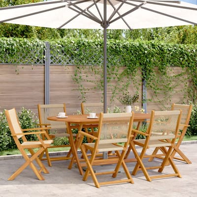 vidaXL - Klapstoelen - 6 - stuks - Beige - Massief - Acaciahout