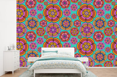 Behang - Fotobehang Design - Flower Power - Kleuren - Breedte 360 cm x hoogte 240 cm