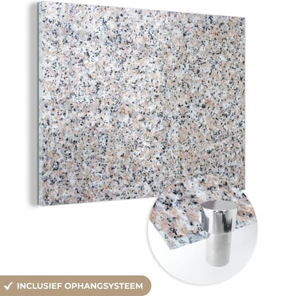 MuchoWow® Glasschilderij 160x120 cm - Schilderij acrylglas - Graniet - Structuren - Design - Steen - Foto op glas - Schilderijen