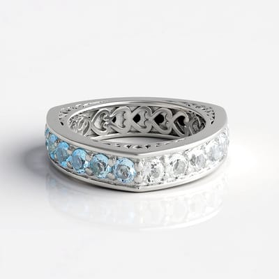 Cavill - Elegante 925 Sterling Zilveren Ring met Witte & Hemelsblauwe Topaas en Zwarte Spinel - Rond 2,34 ct Edelstenen
