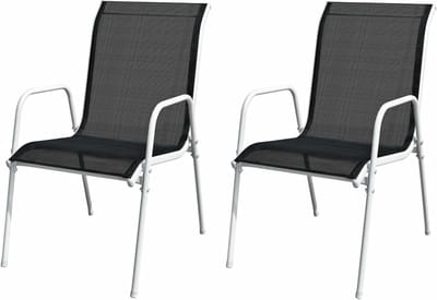 Stapelbare tuinstoelen - Outdoor stoelen - Genieten van de tuin - Ruimtebesparend stapelbaar - 2 stuks - Zwart