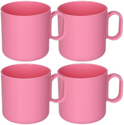 Plasticforte onbreekbare Drinkbekers - 4x - kunststof - 320 ml - roze - kinderen - camping - mokken