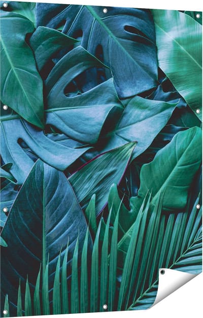 Gards Tuinposter Tropische Groene Bladeren - 90x120 cm - Tuindoek - Tuindecoratie - Wanddecoratie buiten - Tuinschilderij