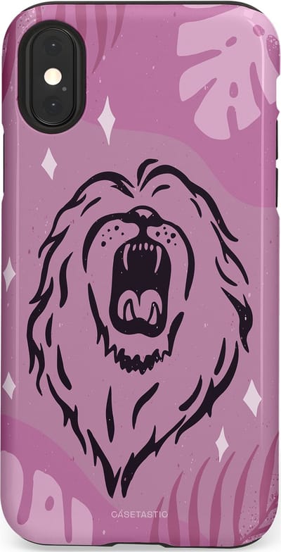 Casetastic hoesje geschikt voor Apple iPhone X / Apple iPhone XS - Dubbellaagse bescherming - Trots en vurig - Fashion Case - Lila Lichtroze Donkergrijs