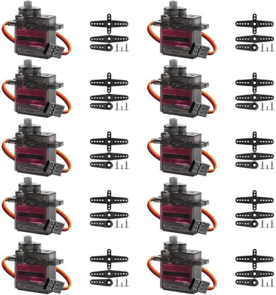Dailygoods- Servomotor 10 Stuks - Metalen Tandwielen - Microservomotor - 180 Graden Regelbare Hoek - Lichtgewicht - Compatibel met Arduino - Servo