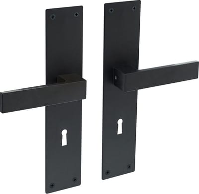 Intersteel deurkruk met schild - Amsterdam - 250 x 55 x 2 mm - met sleutelgat 72 mm - mat zwart