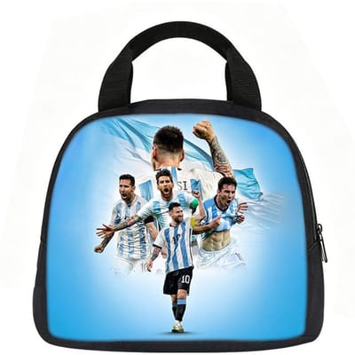 Leer, Reizen Handtas Geïsoleerde Lunchtas Herbruikbaar M-Messi Lunchbox Voetbalster Student Bento Voedselcontainer Tassen
