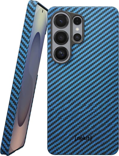 NEKIT Fiber Hoesje Geschikt voor Samsung Galaxy S26 Ultra - Compatibel met MagSafe en Qi2 - High-Tech Kevlar - Back Cover Ultra Dun - Blauw