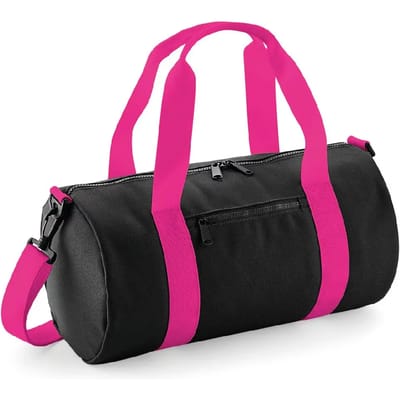 BagBase Mini Barrel Bag BG140S - BLACK/FUCHSIA - 40 x 20 x 20 cm