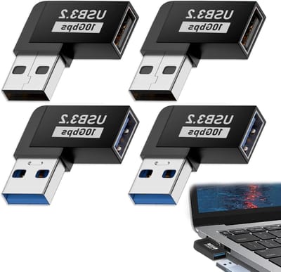USB Adapters 90 Graden - USB Hoek Adapter - Beperkte Ruimte Aansluiten - Hoge Snelheid 10 Gbps - 4 stuks
