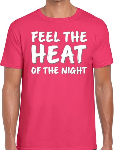 Roze feest shirt - Feel te heat of the night voor heren S
