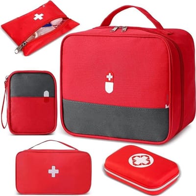 QORA® Ehbo Reisset - Reisset - EHBO - Set 5 Stuks - Rood - 31cm x 23cm x 8cm