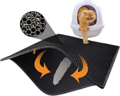 Tobeyz - Kattenbakmat - Zwart Kattenbakmat Grit Opvanger - Zwart -Schoonloopmat - Opvangmat voor kattenbakken - Kattenbakonderlegger - Kattengrind opvanger - Kattenmat Met Filter - Kattenbak Accessoires - Zwart - Dubbellaags