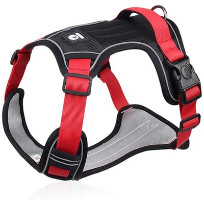Hondentuig Outdoor Anti-trek Verstelbaar Huisdiertuig Reflecterend Voor Grote Honden Eenvoudige Controle Aan- en Uittrekken Hond Tactisch Vest Tuigen XL(Chest 27-37in)