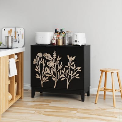 MODENUIT Dressoir - Kast Met 2 Deuren En Verstelbare Plank - Voor Woonkamer En Keuken - MDF - Zwart - 80 Cm