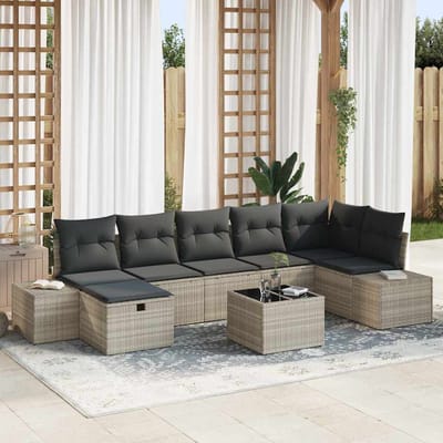 vidaXL - Tuinbank - Set - 8 - st - Lichtgrijs - poly - rattan