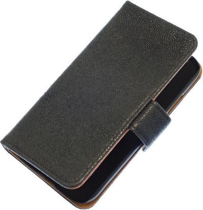 Zwart Ribbel booktype wallet cover hoesje voor Samsung Galaxy S4 i9500