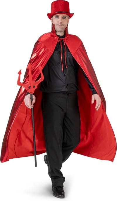 Funny Fashion Halloween Duivel/vampier verkleed cape met opstaande kraag - volwassenen - rood - polyester - one size