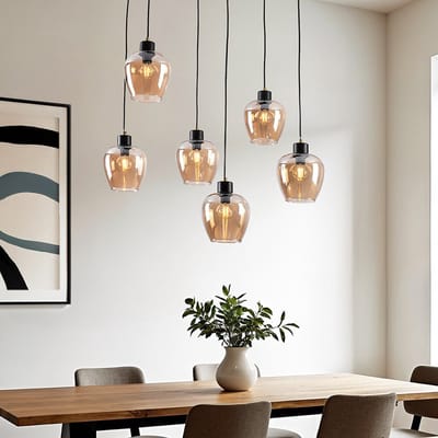 LumenXL 6-lichts hanglamp - amber glas - Arvada