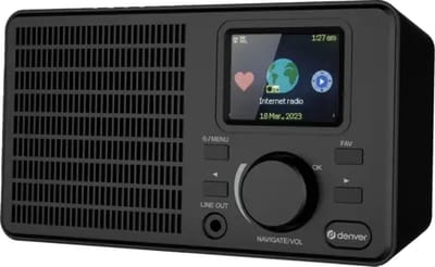 Denver Internet Radio - WiFi - Wekkerradio - Bluetooth - Line Out (incl AUX Kabel) - Dubbel Alarm - Internetradio - Slaaptimer - Sluimerfunctie - Zwart