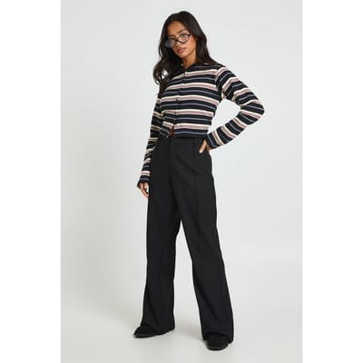 Dames Petite Boohoo Basics Getailleerde Flare Broek | Zwart | Maat: 34