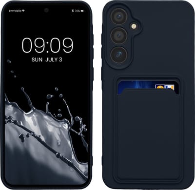 kwmobile telefoonhoesje geschikt voor Samsung Galaxy A55 5G - Hoesje met pasjeshouder - TPU case in donkerblauw