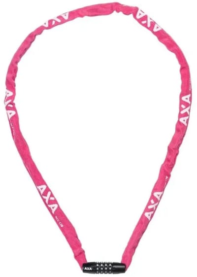 AXA Rigid RCC 120 Kettingslot – Codeslot – 120 cm – 3,5 mm Stalen Schakels – Polyester Beschermhoes – Beveiligingsniveau 3 – Roze