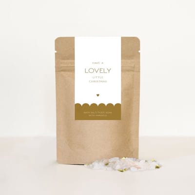 KERST | (voeten) badzout met Marigold/goudsbloem | 'Salt have a lovely little Christmas' | Mypaperstation | 80 gram