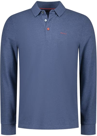 NZA - Blauw katoenen polo shirt lange mouw