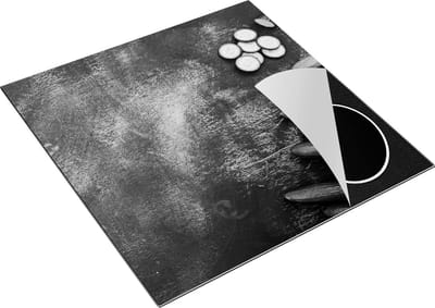 Chefcare Inductie Beschermer Komkommers op Zwart Witte Marmer - Zwart Wit - 78x78 cm - Afdekplaat Inductie - Kookplaat Beschermer - Inductie Mat