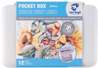 Van Gogh Aquarelverf pocket box natuurtinten met 12 kleuren in halve Napjes