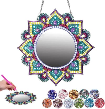 Creatieve 5D diamant schilderen set voor meisjes van 6 tot 12 jaar, make-up spiegel, knutselcadeau en kamerdecoratie voor verjaardagen en feestjes