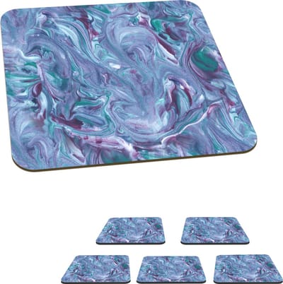 Onderzetters voor glazen - Marmer print - Verf - Abstract - Patronen - 10x10 cm - Glasonderzetters - 6 stuks