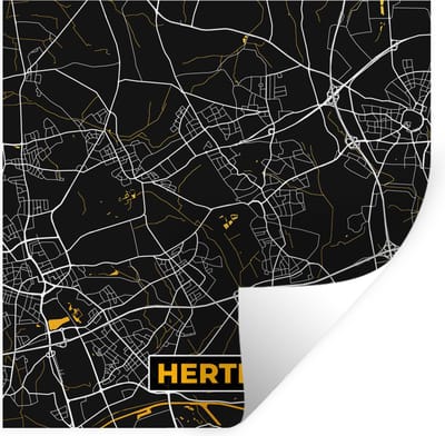 Muurstickers - Sticker Folie - Herten - Stadskaart - Plattegrond - Kaart - Duitsland - Goud - 100x100 cm - Plakfolie - Muurstickers Kinderkamer - Zelfklevend Behang XXL - Zelfklevend behangpapier - Stickerfolie