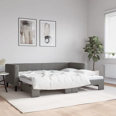 vidaXL - Slaapbank - met - onderschuifbed - 80x200 - cm - stof - donkergrijs